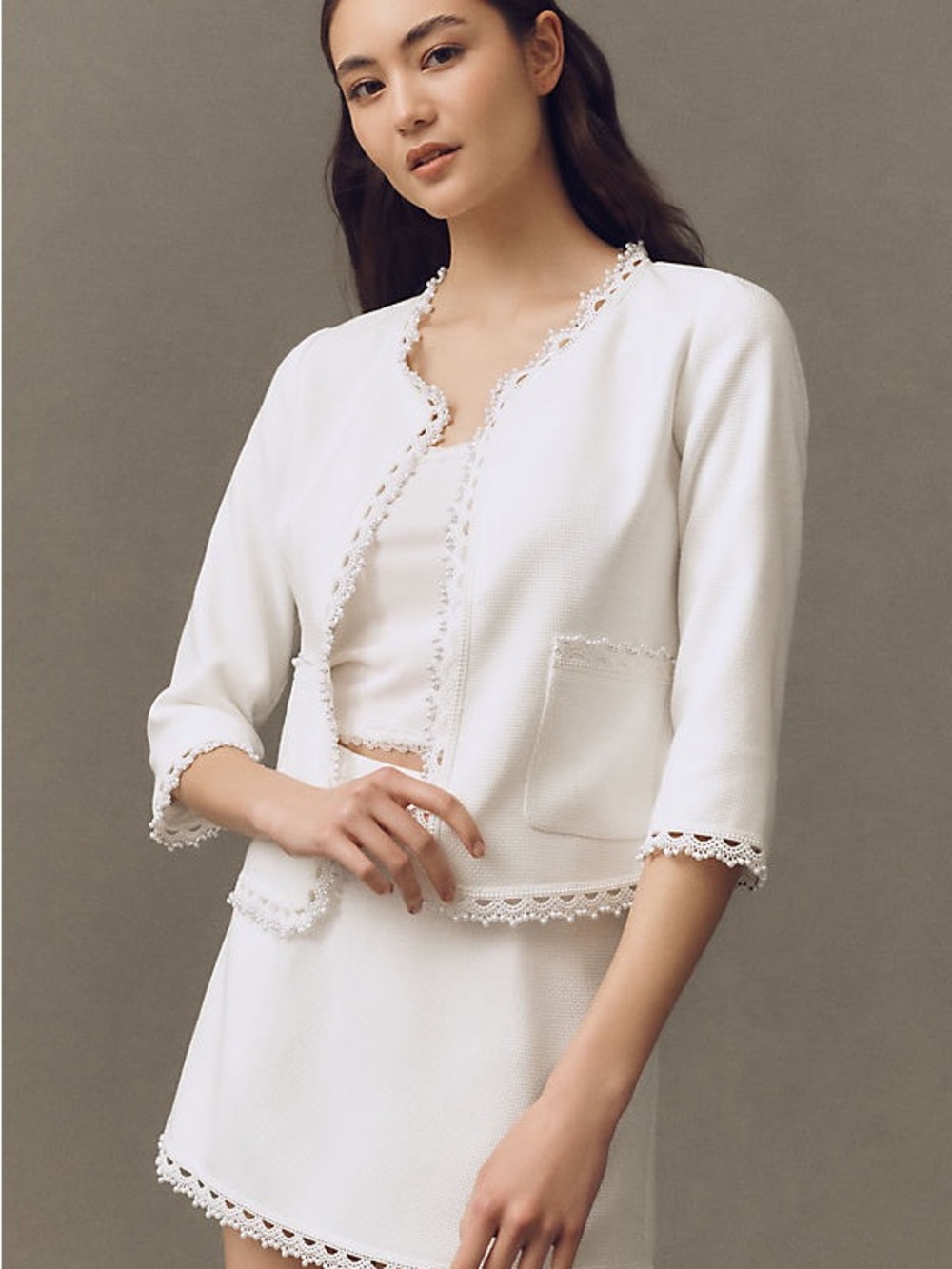 NWT Anthropology Mare Mare Bridal 3 Piece Crochet-Trim Jacket, Top,and Skirt Set
